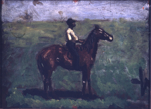Negro boy on a bay horse 