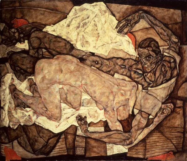 Lovers Man And Woman I Painting  by Egon Schiele