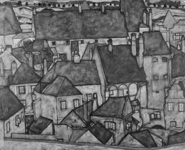 Yellow City Painting  by Egon Schiele