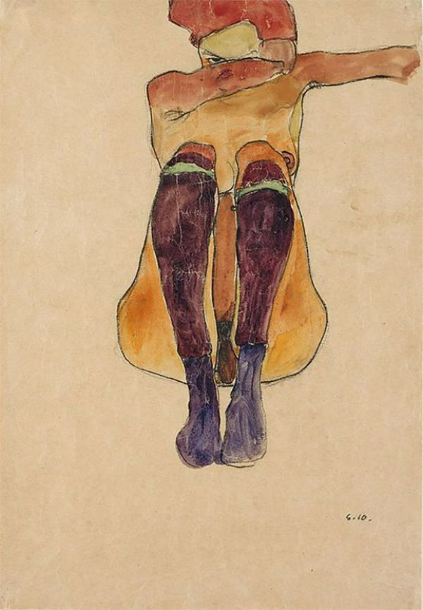 Sitzender Akt Mit Lila Strumpfen (Seated Nude With Violet Stockings) 
