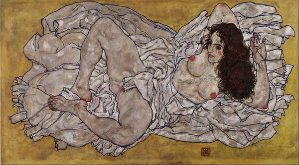 Lying woman Painting by Egon Schiele