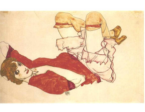 Wally in Red Blouse Painting by Egon Schiele