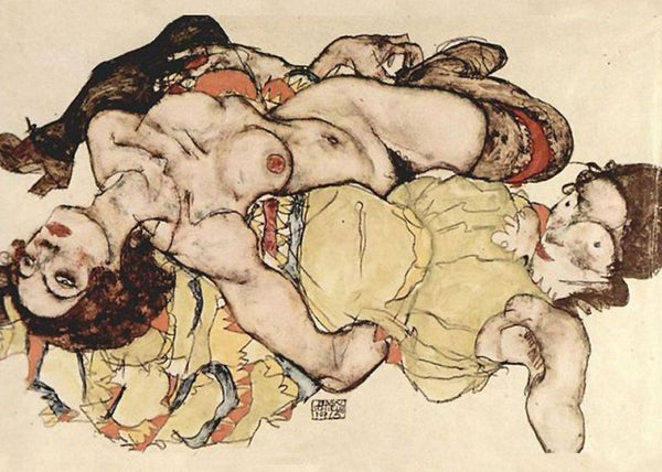 Two Women Painting by Egon Schiele