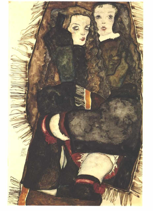 Two Girls On A Fringed Blanket 