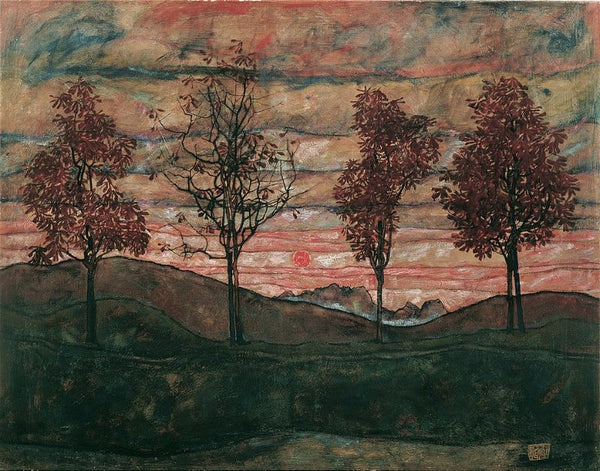Four Trees Painting by Egon Schiele