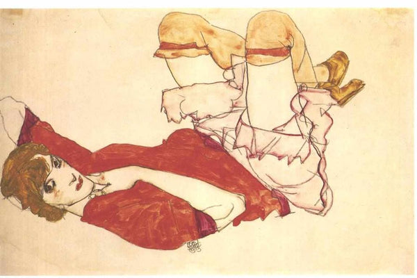 Wally with a Red Blouse 1913 Painting by Egon Schiele