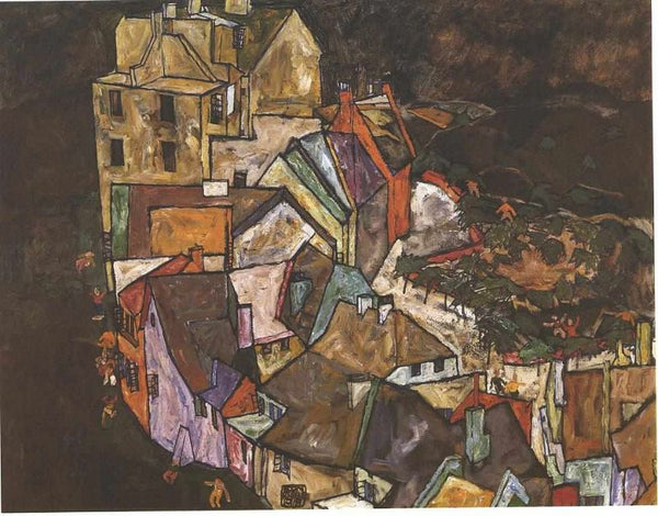 The House-Bend, or Island City (literally, the house-elbow) Painting by Egon Schiele