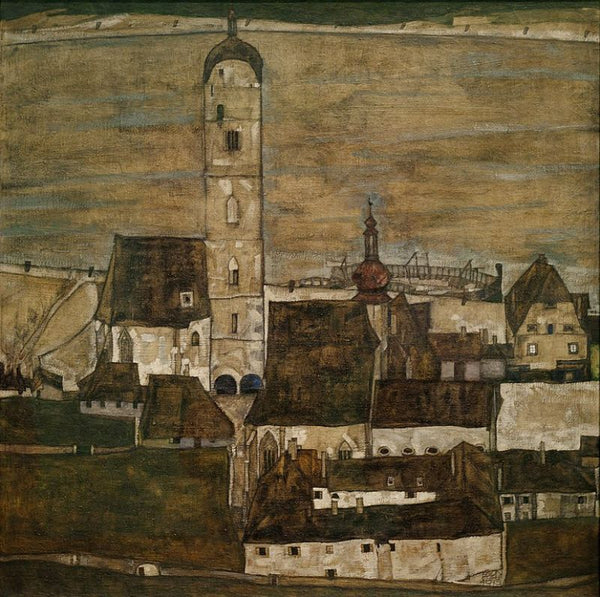 Stein on the Danube, Seen from the Kreuzberg Painting by Egon Schiele