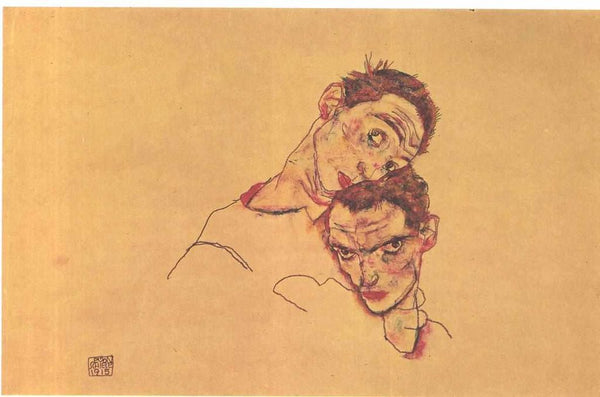 Double Self Portrait Painting  by Egon Schiele