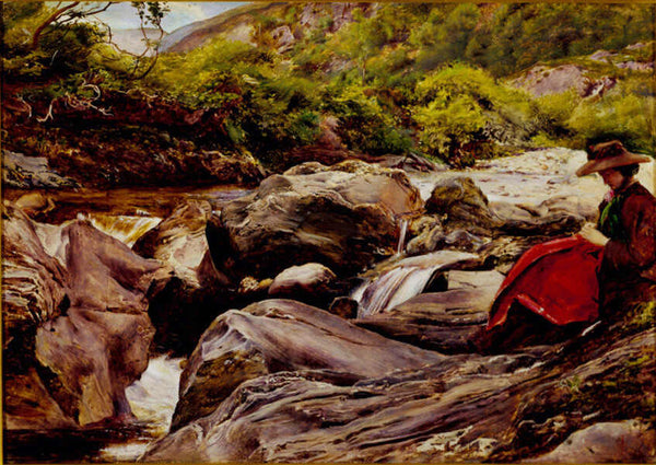 A Waterfall in Glenfinlas Painting by John Everett Millais