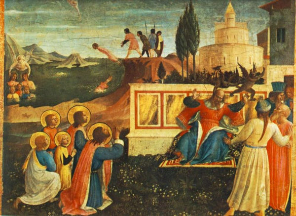 Saint Cosmas and Saint Damian Salvaged 1438 Painting by Fra Angelico