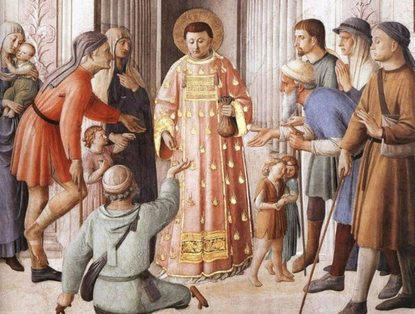 St Lawrence Distributing Alms (detail) Paintingby Fra Angelico