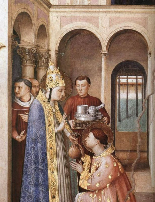 St Lawrence Receives the Treasures of the Church (detail)
