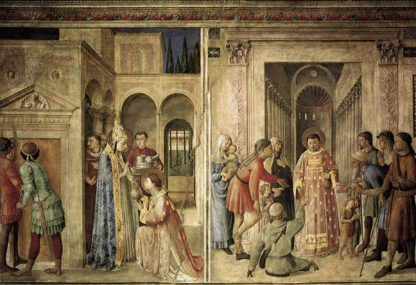 Scenes on the north wall Painting by Fra Angelico