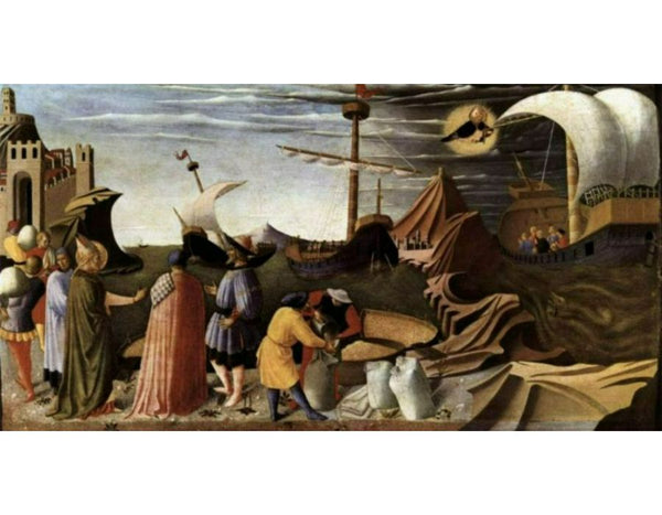 The Story of St Nicholas, St Nicholas saves the ship 1437 Painting by Fra Angelico
