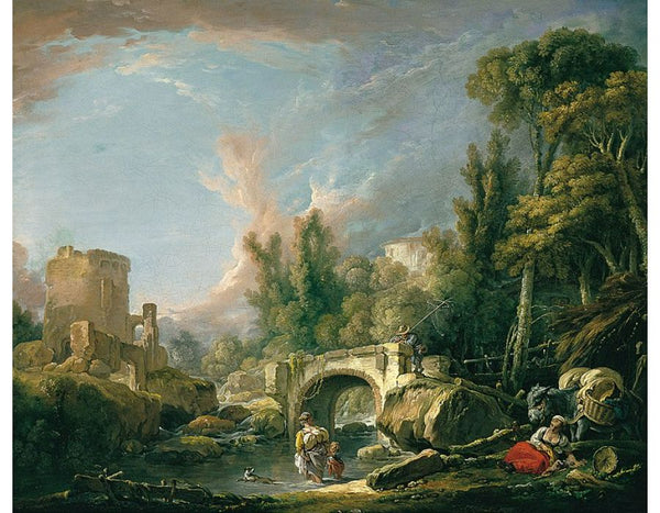 River Landscape with Ruin and Bridge 