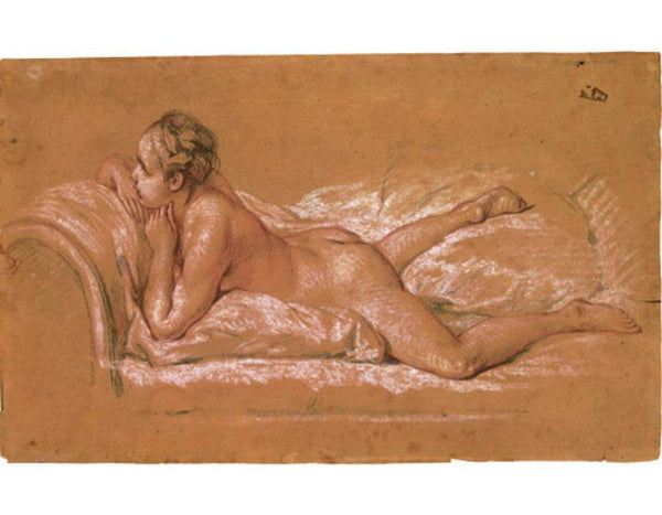 A female nude reclining on a chaise-longue 