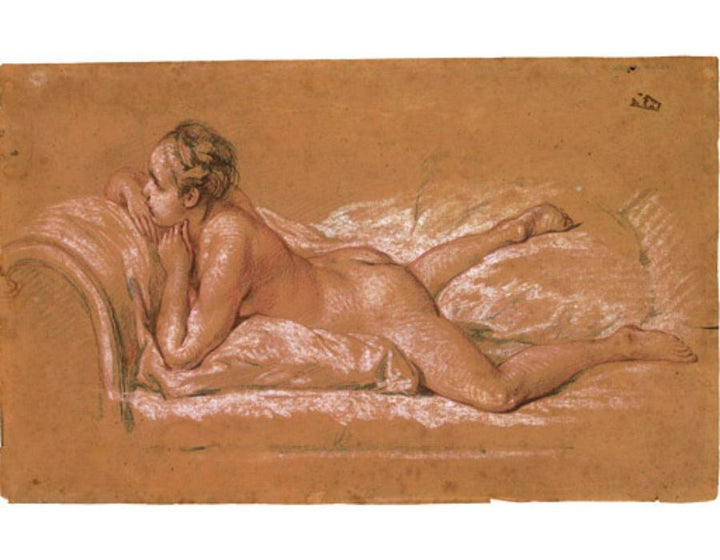 A female nude reclining on a chaise-longue 