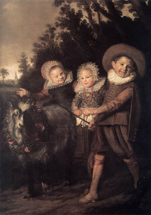 Three Children with a Goat Cart (detail) c. 1620 Painting by Frans Hals