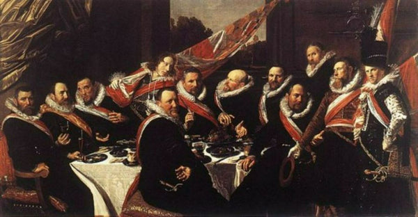 Banquet of the Officers of the St George Civic Guard 1616 Painting by Frans Hals