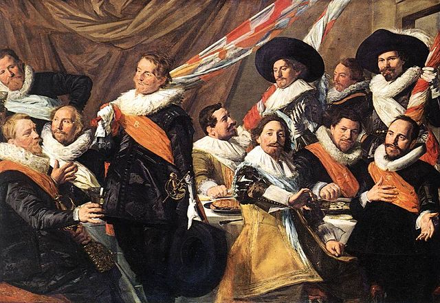 Banquet of the Officers of the St George Civic Guard Company (1) c. 1627 Painting by Frans Hals