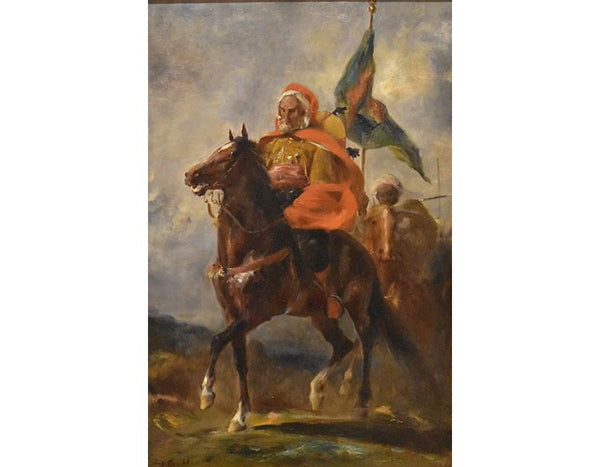 An Orientalist chieftain on horseback Painting by Eugene Fromentin
