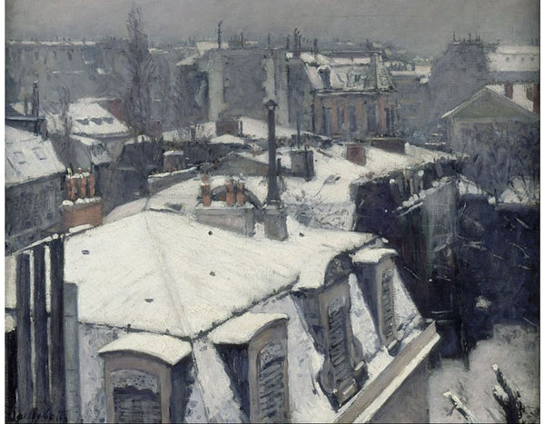 Snow-Covered Roofs in Paris