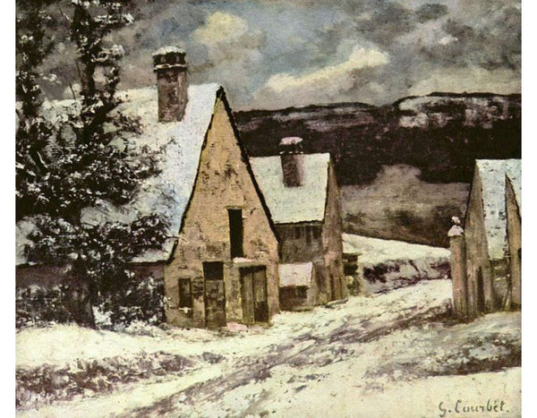 Village at winter Painting by Gustave Courbet