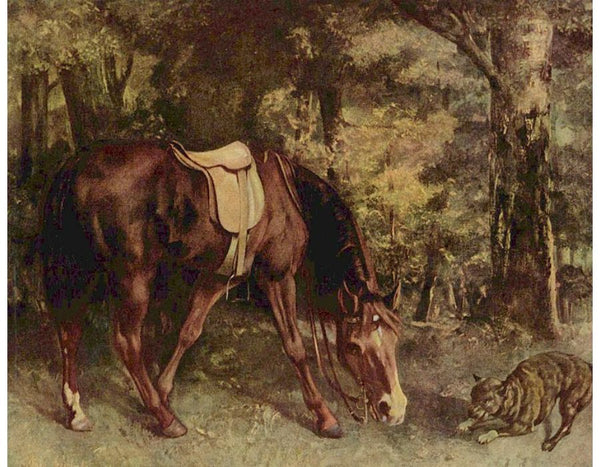 Horse in the forest Painting by Gustave Courbet