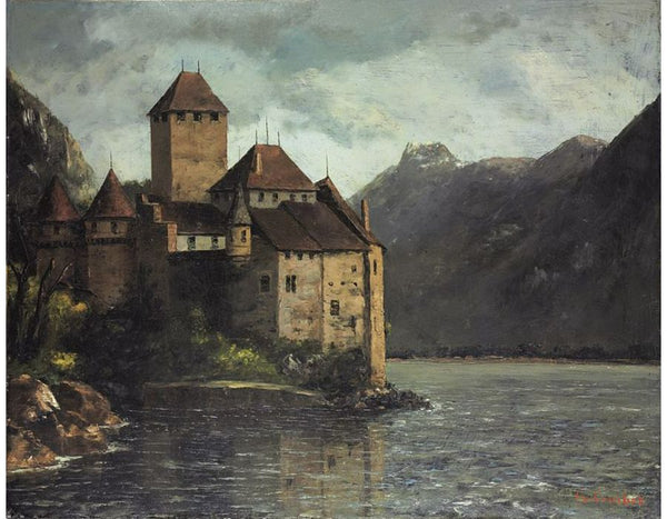 View of the Chateau de Chillon Painting by Gustave Courbet