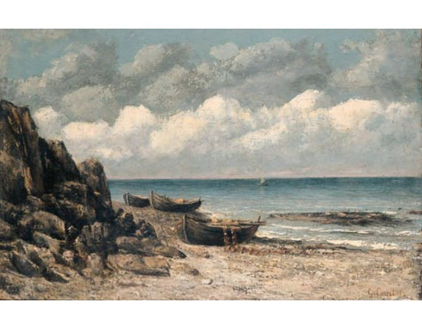 Boats at St. Aubain Painting by Gustave Courbet