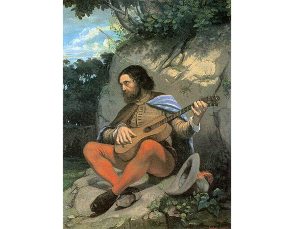Young Man in a Landscape (The Guitarrero) Painting by Gustave Courbet