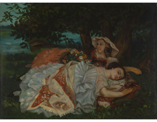 The Young Ladies on the Banks of the Seine (or Summer) Painting by Gustave Courbet