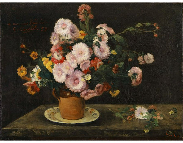 Still life with asters Painting by Gustave Courbet