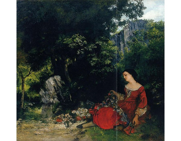 Woman with Garland Painting by Gustave Courbet