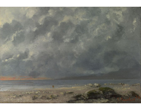 Beach Scene Painting by Gustave Courbet