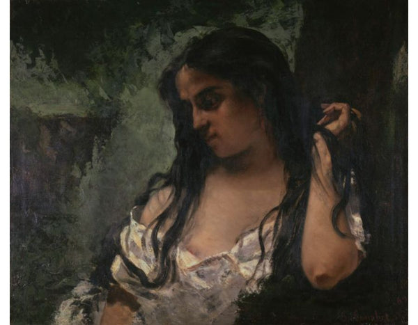 Gypsy in Reflection Painting by Gustave Courbet