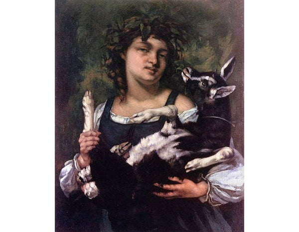 The Village Girl with a Goatling Painting by Gustave Courbet