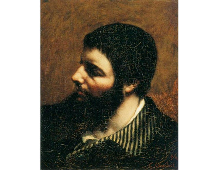 Self Portrait with Striped Collar Painting by Gustave Courbet