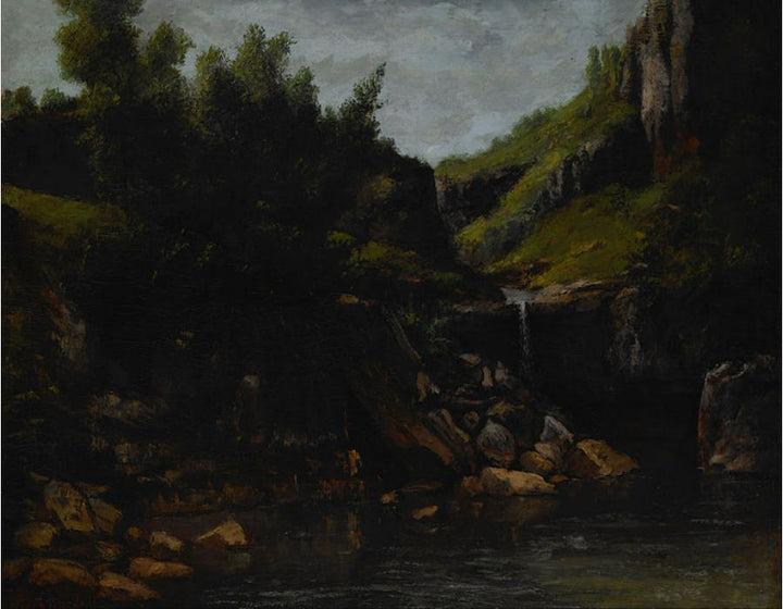 Rocky Landscape with Figure Painting by Gustave Courbet