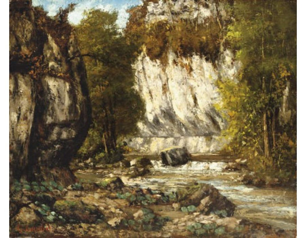 Riviere et falaise Painting by Gustave Courbet