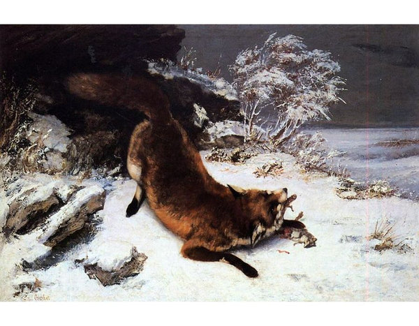 Fo x in the Snow Painting by Gustave Courbet