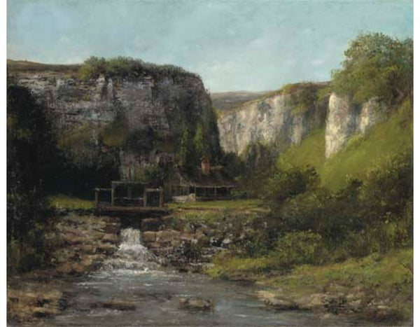 Jura Landscape with a Watermill Painting by Gustave Courbet