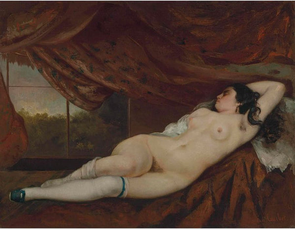 Sleeping Nude Woman Painting  by Gustave Courbet