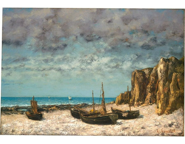 Boats on a Beach, Etretat Painting by Gustave Courbet