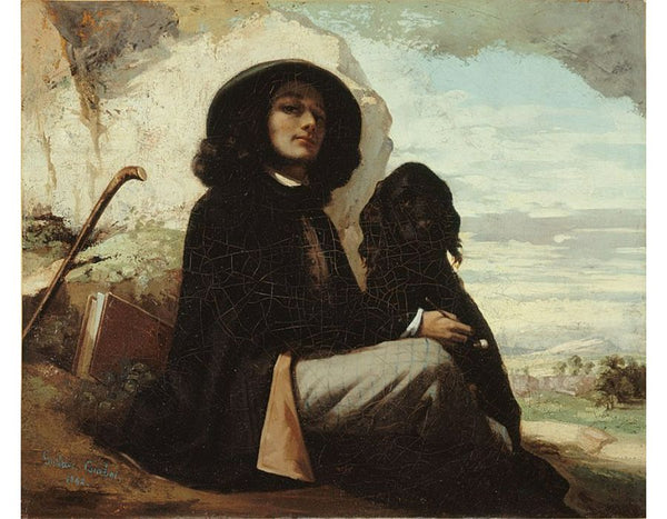 Courbet with his Black Dog, 1842 Painting by Gustave Courbet