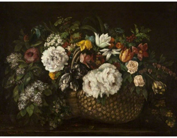 Flowers in a Basket, 1863 Painting by Gustave Courbet