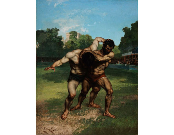 The Wrestlers, 1853 Painting by Gustave Courbet