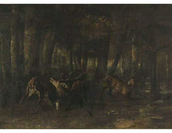 Battle of the Stags Painting by Gustave Courbet