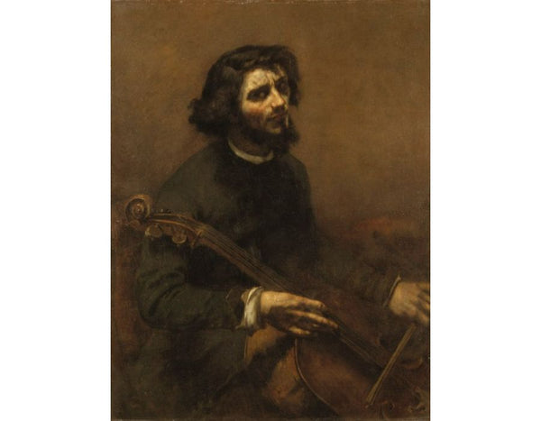 The Cellist, Self Portrait Painting by Gustave Courbet